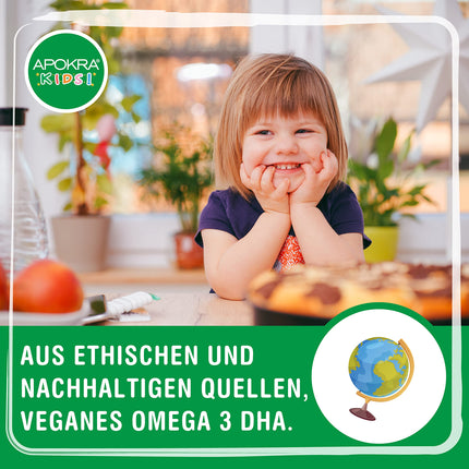 Omega 3 Vegan – No Fish Flavor – Vegan Omega 3 Oil for Infants, Toddlers, and Children – Sustainable Algae Oil, Alternative to Fish Oil – 50 ml | APOKRA Kids Vegan Omega 3 Algae Oil