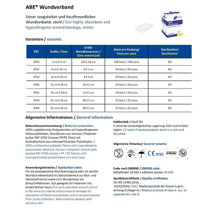 50 sterile wound plasters 10x8 - sterile wound dressing plaster sensitive - non-adherent wound pad 5x4 cm - absorbent and skin-friendly - acute wound care and post-operative plaster