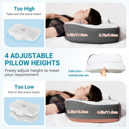 Elviros Orthopedic Memory Foam Pillow, Neck Pain Relief Pillow, Sleeping Pillow, Ergonomic Neck Pillow, Neck Support Pillow, Anti-Snoring Pillow for Side Sleepers, Stomach Sleepers, White
