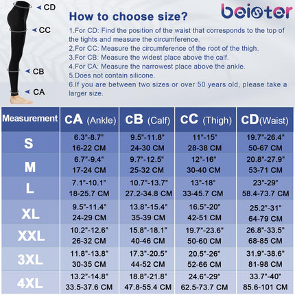 beister Medical Compression Stockings Women Long, 20-30 mmHg Support Stockings Men, Opaque Toeless Compression Pants Class 2 Solid Support for Varicose Veins, Edema
