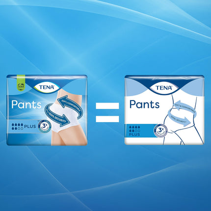 TENA Pants Plus - 56 Pants in a Monthly Pack (4 x 14 Pieces) - Disposable Pants for Women and Men - Breathable Unisex Incontinence Briefs - for Bladder Weakness and Urinary Incontinence - White, Size L