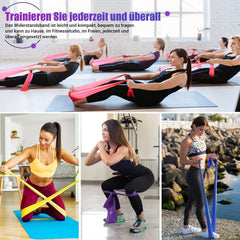 COFOF Fitness Bands Set of 4, 1.8M Exercise Band with 4 Resistance Levels, Fitness Band with Carrying Bag &amp; Exercise Instructions Supplied Ideal for Yoga, Pilates, Strength Training, Physiotherapy