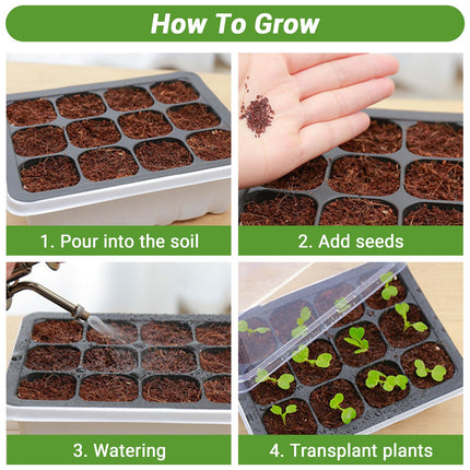 GAESHOW 12 Pack Indoor Greenhouse Propagator, 144 Grid Mini Greenhouse Propagation Set with Raised Lid, Reusable Propagation Plate, Greenhouse Propagation Trays for Seedling Plant