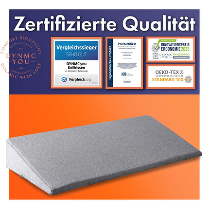 Wedge pillow for bed 90x45cm – Wedge pillow for adults – Comfortable mattress wedge &amp; bed wedge – Oeko-TEX certified – Tested VERY GOOD – Head wedge for comfortable lying, relaxation &amp; restful sleep