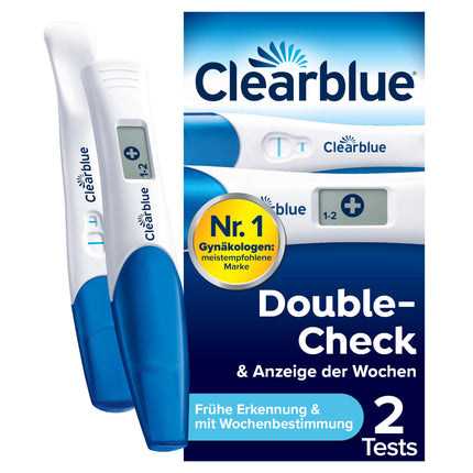Clearblue Pregnancy Test Combo Pack Double-Check Early &amp; Week, 2 Tests (1 digital 25 mIU/ml, 1 visual 10 mIU/ml), Pregnancy Test, Early Pregnancy Test, Pregnancy Week Determination