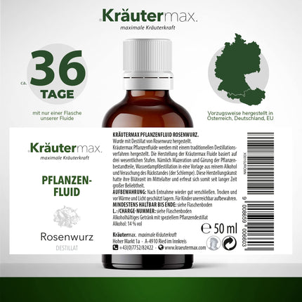 NEW! Kräutermax Rhodiola Rosea Drops | Rhodiola Rosea Distillate as an ideal complement to Rhodiola Rosea Capsules | High-Dose Vegan Rhodiola Rosea in the Kräutermax Style | Liquid Rhodiola Rosea | 1 x 50ml