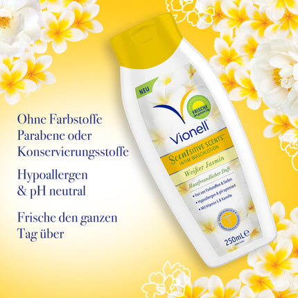 Vionell Intimate Wash Lotion Women Scentsitive Scents Daily Feminine, Plus Vitamin E &amp; Chamomile, All-Day Freshness, Hypoallergenic, White Jasmine Scent, 250 ml