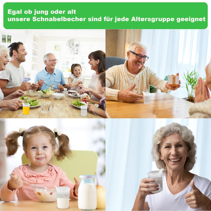 3x sippy cups with lids 250ml Transparent sippy cup seniors set of 3 cups with 3 lids (2 with opening 12 x 10 mm and 1 with opening 4 x 4 mm) drinking cup with lid - drinking cup baby