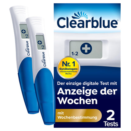 Clearblue Pregnancy Test Early Digital Pregnancy Test, 2x Early Pregnancy Tests/Early Pregnancy Tests with Week Indicator, Pregnancy Determine, 25 mIU/ml