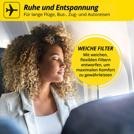 Alpine FlyFit Hearing Protection Earplugs for Airplanes - Regulate air pressure to prevent eardrum pain - Soft filters for travel - Comfortable hypoallergenic material - Reusable