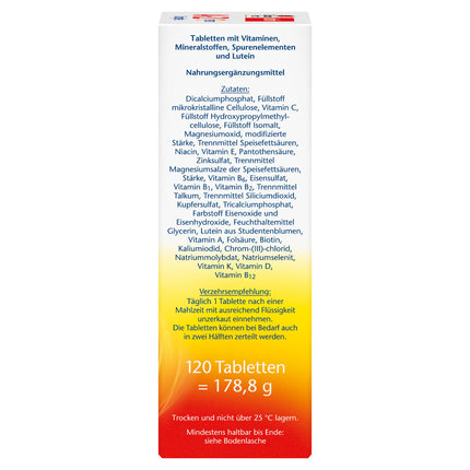 Doppelherz AZ Complete - Long-term vitamins - 23 vitamins, minerals &amp; trace elements PLUS lutein - 120 depot tablets