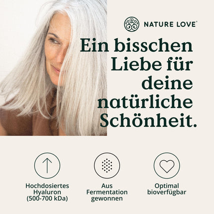 NATURE LOVE® Hyaluronic Acid Capsules with Zinc - High Dose with 500mg - for Skin, Hair &amp; Nails - 90 Hyaluronic Acid Capsules - Vegan, Laboratory Tested, No Additives &amp; Produced in Germany