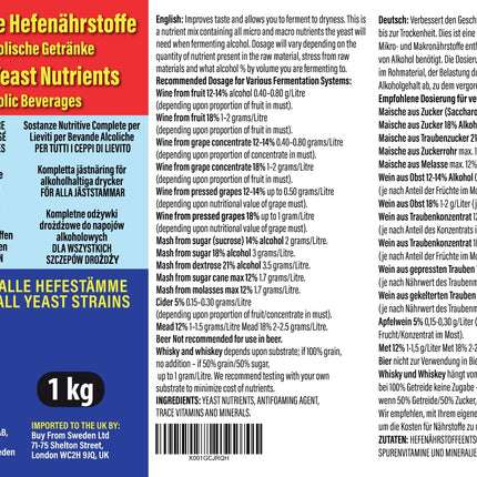 Complete yeast nutrients bulk pack 1 KG for alcoholic fermentation