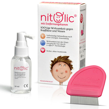 NITOLIC head lice treatment, against lice with just one application, for children from 2 years, with lice comb, effective alternative to lice shampoo