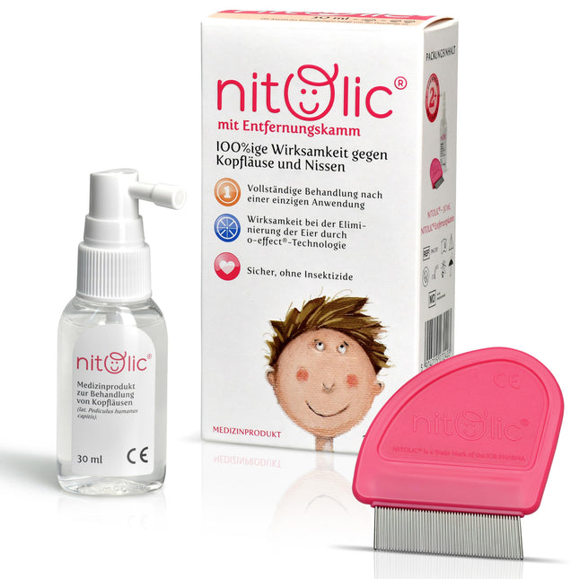 NITOLIC head lice treatment, against lice with just one application, for children from 2 years, with lice comb, effective alternative to lice shampoo