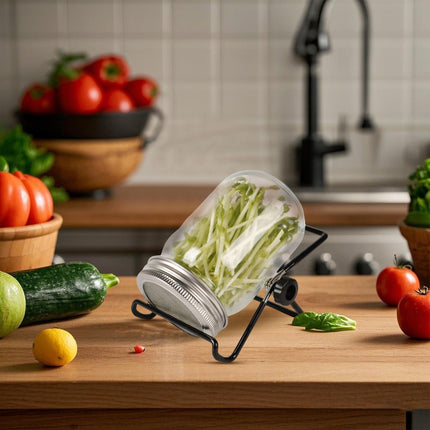 Sprouting Bottle Set of 2 for Seeds, Container for Home Growing with Sprouting Jar &amp; Stainless Steel Sieve – Includes Drainage Stand for Broccoli Sprouts, Alfalfa, Microgreens | Ideal for Sprouting Jars