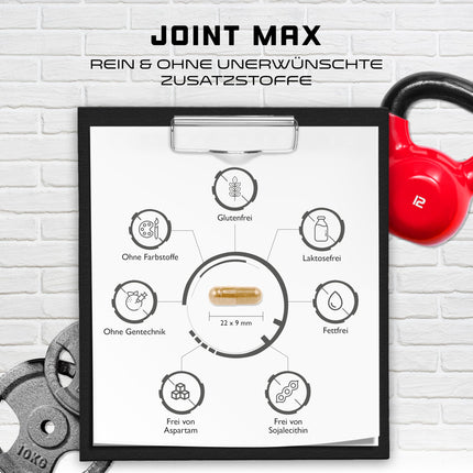 Joint Max Ultra Capsules - 180 Capsules - High-dose joint supplement with glucosamine, MSM, chondroitin, Cissus Quadrangularis, frankincense extract, hyaluronic acid, ginger, bromelain