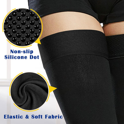 Ailaka 20-30 mmHg compression stockings for women and men, thigh length, with silicone edge for better support