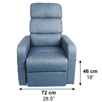 PEPE Mobility - Electric TV chair with stand-up aid, senior chair, TV chair with motor, linen fabric, blue