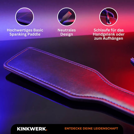 KINKWERK spanking paddle made of high-quality synthetic leather | Intense stimulation for men and women | Ergonomic with wrist strap | Versatile for play and performance