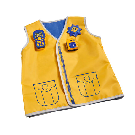 Simba 109252478 - Fireman Sam Police Operation Set, Printed Vest with Reversible Function, Body Cam 5cm with Image Viewer, Walkie-Talkie, Brand
