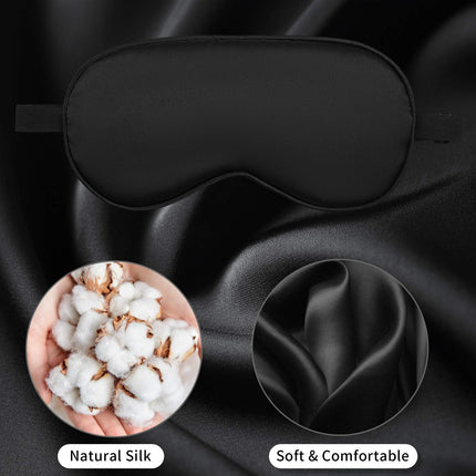 Audamp Sleep Mask Eye Mask Night Mask Adjustable Strap Skin-friendly Silk Ultra Soft Sleeping Mask 1 Piece (Black)