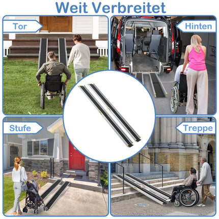 HENGMEI wheelchair ramp telescopic ramps telescopic rail door threshold aluminum threshold ramp wheelchair ramp door threshold ramp load capacity 300 kg, silver (121-213 cm)