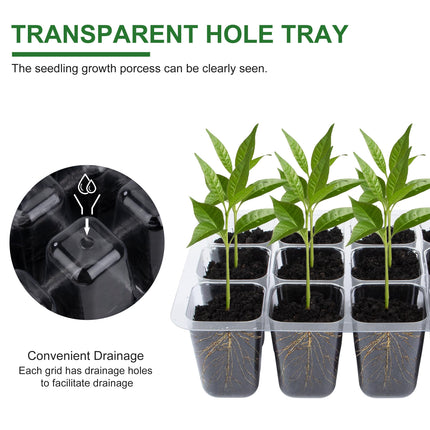 Indoor greenhouse growing box, 3 pieces greenhouse growing tray pots, seedling starter trays adjustable humidity for germination growing