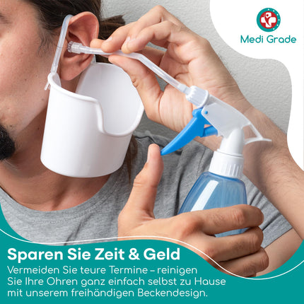 Medi Grade Ear Cleaning - Earwax Remover - Safe Pump for Earwax Removal 300 ml - Environmentally Friendly Ear Cleaning Set - Improves Hearing