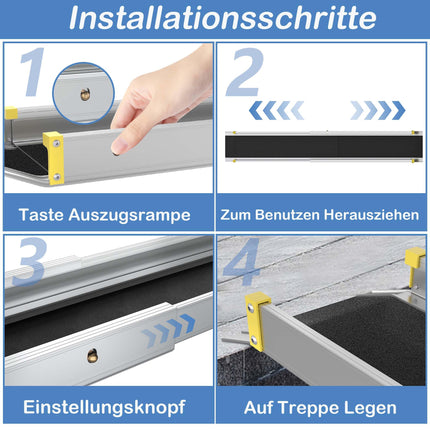 HENGMEI wheelchair ramp telescopic ramps telescopic rail door threshold aluminum threshold ramp wheelchair ramp door threshold ramp load capacity 300 kg, silver (121-213 cm)