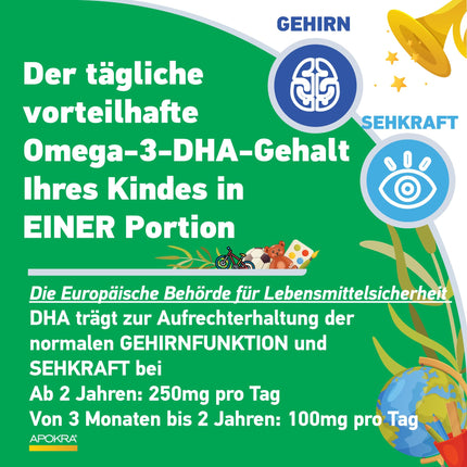 Omega 3 Vegan – No Fish Flavor – Vegan Omega 3 Oil for Infants, Toddlers, and Children – Sustainable Algae Oil, Alternative to Fish Oil – 50 ml | APOKRA Kids Vegan Omega 3 Algae Oil