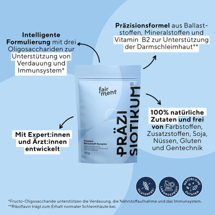 fairment Präzisiotikum® - Premium Fiber Complex | Easy to use | Developed with experts | No additives | Lactose-free, gluten-free | 30-day supply | 150g fiber powder
