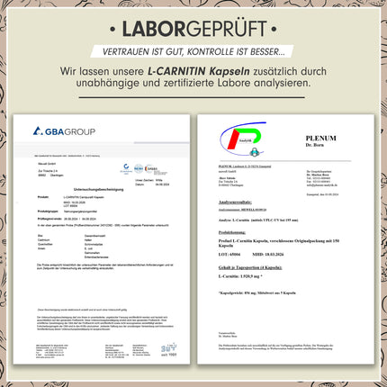 L-Carnitine high-dose 2000 mg - 150 Carnipure® L-Carnitine capsules with L-Carnitine tartrate - premium raw material Carnipure® from Lonza - no unwanted additives - laboratory-tested with certificate - vegan
