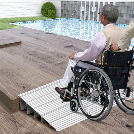 COSTWAY Door Threshold Ramp, Wheelchair Ramp Aluminum with Adjustable Ramp Design &amp; 317 kg Load Capacity, Curb Ramp Non-Slip for Wheelchairs, Strollers (13 cm Height)