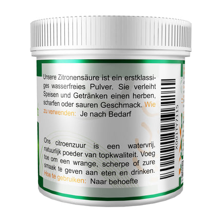 Special Ingredients Citric Acid 500g Pure Food Grade 100% Pure Powder (German Labels and Instructions)