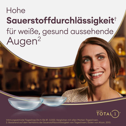 Dailies Total 1 Daily Soft Contact Lenses | 90 pieces | BC 8.5 mm | DIA 14.1 mm | -02.50 diopters