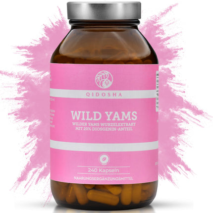 QIDOSHA® Wild Yam Root Extract, 240 pcs/jar, 1000mg Wild Yam Root Extract with 200mg Diosgenin per daily serving, Mexican Wild Yam Capsules with high dosage, vegan, made in Germany