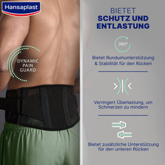Hansaplast Protective Back Brace, supportive brace with individual compression level, back brace reduces pain, one size – adjustable