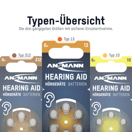 ANSMANN hearing aid batteries type 13 orange P13 PR48 ZL2, 60 pieces, value pack, batteries for hearing aids &amp; hearing aids, easy to reach