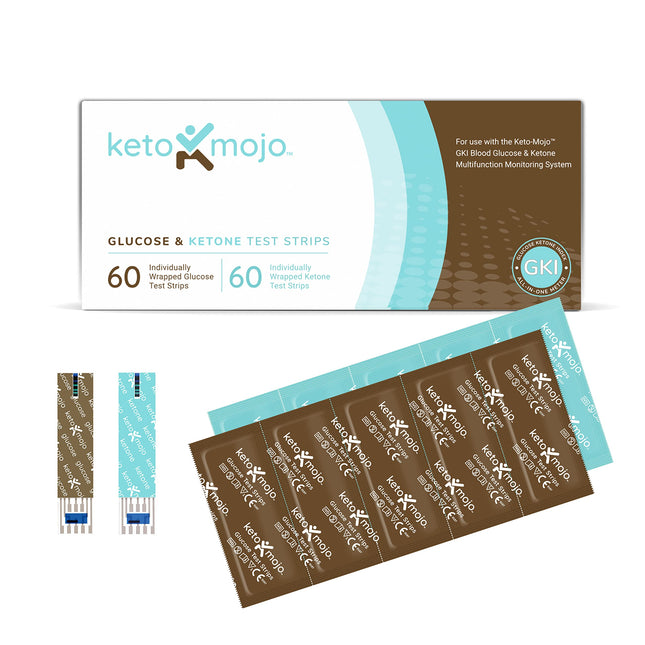 KETO-MOJO Test Strip Combo Pack ONLY for use with the GKI Meter | 60 Blood Glucose + 60 Blood Ketone (120ct)