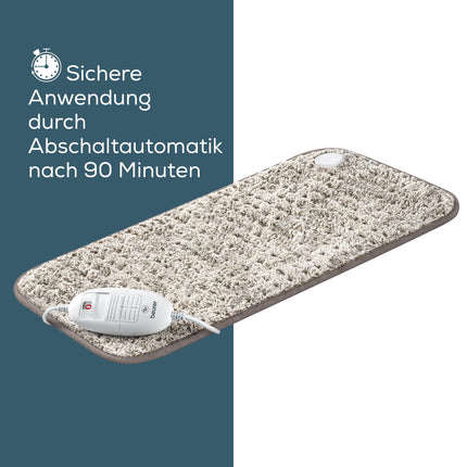 Beurer heating pad HK 123 XXL Nordic, cuddly heat pad with 3 temperature settings and automatic switch-off, machine washable, made in Europe, XXL format 60 x 30 cm, fur look