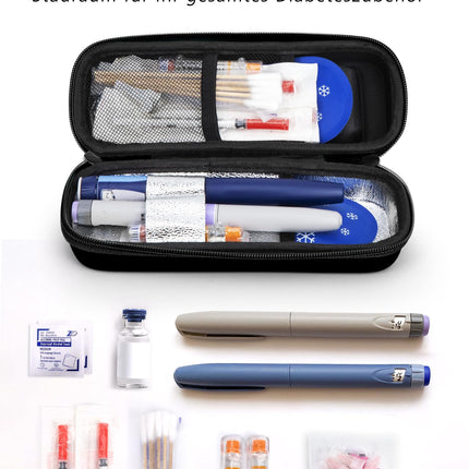 YOUSHARES Insulin Pen Bag with 2 TSA Ice Packs, Insulin Cooling Bag with Temperature Display, Small Insulated Bag, Cooler Box, Mini Case for Syringes, Insulin, and Other Medication Accessories (Black)