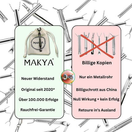 Makya V2 – Smoking Cessation Aid – MORE RESISTANCE – Nicotine-free &amp; chemical-free – Simulates the feeling of smoking – Developed with pulmonologists – Stress relief &amp; breathing training – Stainless steel necklace
