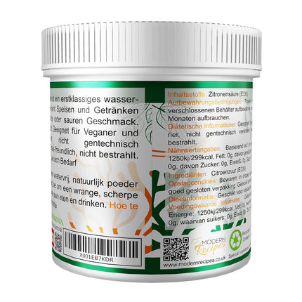 Special Ingredients Citric Acid 100g Pure Food Grade 100% Pure Powder (German Labels and Instructions)