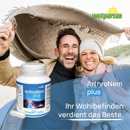 Wellpursan ArthroNem Plus - 90 joint capsules to support osteoarthritis and joint pain, joint complex with MSM and vitamin C, dietary supplement for joints and cartilage