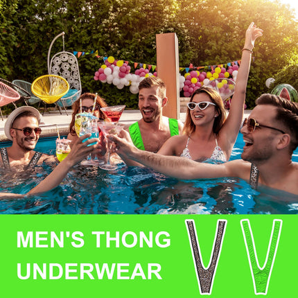 FUIPVGI 2 Pieces Borat Mankini Men's High Cut Briefs Swimsuit Thong String V Shape Party Costume Bikini for Men, One Size