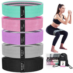PLEASION Resistance Bands Fitness Band, Fitness Bands Fabric Bands Set of 5, Resistance Bands for Strength Training Muscle Building Hip Leg Training, Gymnastic Band for Workout Yoga Pilates