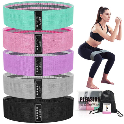 PLEASION Resistance Bands Fitness Band, Fitness Bands Fabric Bands Set of 5, Resistance Bands for Strength Training Muscle Building Hip Leg Training, Gymnastic Band for Workout Yoga Pilates