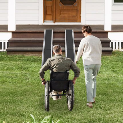 UISEBRT 2 x Wheelchair Ramp for Wheelchair Telescopic Wheelchair Ramp Aluminum Access Ramp Adjustable Telescopic Ramp Loading Capacity for Stairs up to 300 kg (75.5-122 cm)
