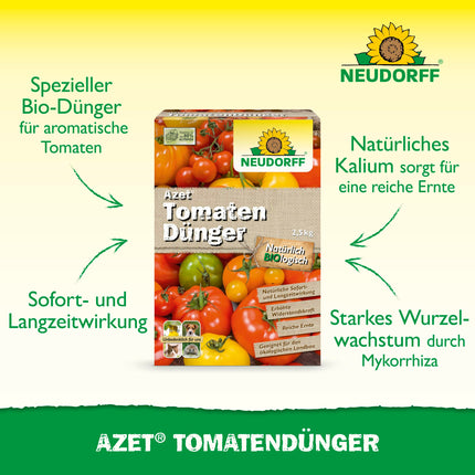 Neudorff Azet Tomato Fertilizer – Organic tomato fertilizer with mycorrhiza and natural immediate and long-term effects ensures aromatic tomatoes, 2.5 kg